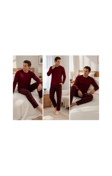 Moon Line Erkek Pijama Takımı Bordo - 918405345 Bordo