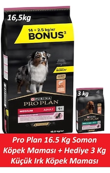 Pro Plan 16.5 Kg Somon Köpek Maması + Hediye 3 Kg Küçük Irk Köpek Maması Pro Plan 16.5 Kg Somon Köpek Maması + Hediye 3 Kg Küçük Irk Köpek Maması