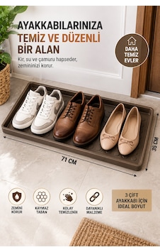 Multitray 71x35 Cm Büyük Boy Çok Amaçlı Tepsi Ayakkabılık, Saksı Altı, Evcil Hayvan Mama Alanı Ve Temizlik Dolabı Koruyucu Tepsi Kahverengi
