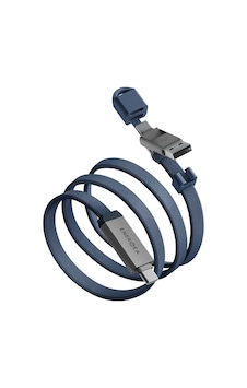 Energea Sheath Travel 1.2m 60w 2in1 Type-c To Type-c Ve Usb-a Hızlı Şarj Kablo - Mavi