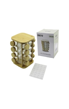 16pcs Kare - Döner Standlı Cam - Bambu Kapak Tuzluk - Baharatlık Bambu Stand 5047 Çok Renkli 16pcs Kare - Döner Standlı Cam - Bambu Kapak Tuzluk - Baharatlık Bambu Stand 5047 Çok Renkli