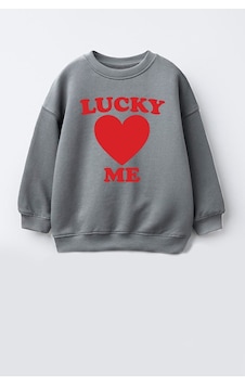Monila Unisex Çocuk Kalp Baskılı 3 İplik Kumaş Pamuklu Sweatshirt Antrasit Monila Unisex Çocuk Kalp Baskılı 3 İplik Kumaş Pamuklu Sweatshirt Antrasit
