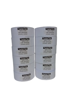 100X38 KARTON TERMAL RAF ETİKET 10 RULO 1.KALİTE ORTADAN DELİKLİ