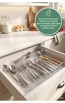 Çekmece İçi Kaşıklık Organizer Set 6 Parça Şeffaf Mutfak Çatal Kaşık Düzenleyici Bölmeli Beyaz Çekmece İçi Kaşıklık Organizer Set 6 Parça Şeffaf Mutfak Çatal Kaşık Düzenleyici Bölmeli Beyaz