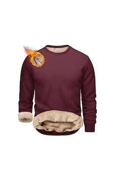 Ghassy Co. Erkek Ultra Termal Sherpa Peluş Astarlı Bisiklet Yaka Sweatshirt Bordo Ghassy Co. Erkek Ultra Termal Sherpa Peluş Astarlı Bisiklet Yaka Sweatshirt Bordo