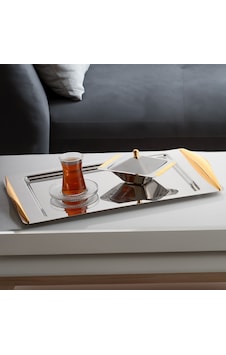 Nehir Kuzey Altın 18/10 Paslanmaz Çelik Çay Kahve Servis Tepsisi Nehir Kuzey Altın 18/10 Paslanmaz Çelik Çay Kahve Servis Tepsisi