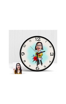 Kişiye Özel Bayan Diyetisyen Karikatür Ahşap Duvar Saati - 1 Çok Renkli Kişiye Özel Bayan Diyetisyen Karikatür Ahşap Duvar Saati - 1 Çok Renkli