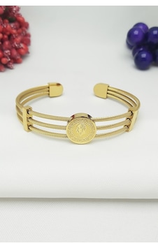 Altın Kaplama Üçlü Kordon Çeyrek Çelik Bileklik 19,5cm Gold Altın Kaplama Üçlü Kordon Çeyrek Çelik Bileklik 19,5cm Gold