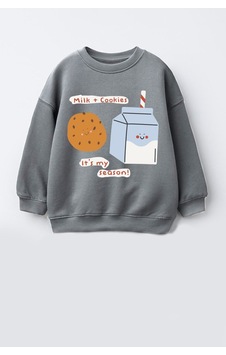 Monila Kız Çocuk 3 İplik Kumaş Pamuklu Baskılı Sweatshirt Antrasit Monila Kız Çocuk 3 İplik Kumaş Pamuklu Baskılı Sweatshirt Antrasit