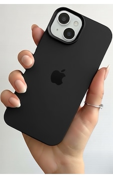 Iphone 15 Uyumlu Kılıf Logolu Lansman Soft Yumuşak Içi Kadife Silikon Kapak Siyah