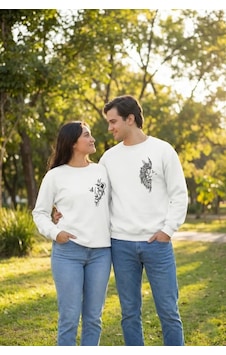 Defymoda Sevgililer Günü Özel Bisiklet Yaka Baskılı Oversize Sweatshirt - Beyaz Defymoda Sevgililer Günü Özel Bisiklet Yaka Baskılı Oversize Sweatshirt - Beyaz