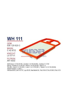 WUNDER WH111 HAVA FİLTRESİ - VW POLO SPORTLiNE (ÇANTA) - SEAT IBI
