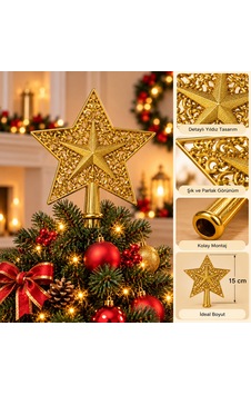 Gold Motifli Yıldız Çam Ağacı Tepeliği - Dekoratif Altın Renk Oymalı Yılbaşı Ağaç Tepe Süsü - 9080089507387 Diğer Gold Motifli Yıldız Çam Ağacı Tepeliği - Dekoratif Altın Renk Oymalı Yılbaşı Ağaç Tepe Süsü - 9080089507387 Diğer