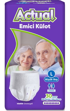 Actual Yetişkin Emici Külot Large L 30 Adet Unisex Hasta Bezi Actual Yetişkin Emici Külot Large L 30 Adet Unisex Hasta Bezi