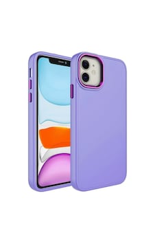 Apple Uyumlu iPhone 11 Kılıf Metal Çerçeve Ve Buton Tasarımlı Silikon Zore Luna Kapak Lila Apple Uyumlu iPhone 11 Kılıf Metal Çerçeve Ve Buton Tasarımlı Silikon Zore Luna Kapak Lila