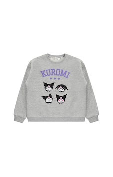 Kuromi Sweatshirt 3 İp Uzun Kol Bisiklet Yaka Baskılı Okul Kreş Ve Günlük Kullanım - Gri Grimelanj Kuromi Sweatshirt 3 İp Uzun Kol Bisiklet Yaka Baskılı Okul Kreş Ve Günlük Kullanım - Gri Grimelanj