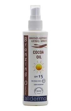 Alldermo Kakao Yağı Özlü SPF 15 Bronzlaştırıcı Güneş Spreyi 200 ML Alldermo Kakao Yağı Özlü SPF 15 Bronzlaştırıcı Güneş Spreyi 200 ML