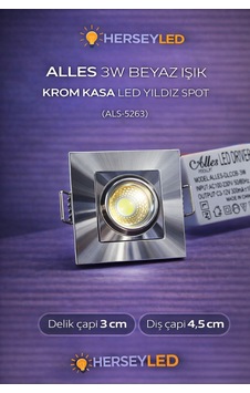 Alles 3w Beyaz Işık Krom Kasa Led Yıldız Spot Beyaz Alles 3w Beyaz Işık Krom Kasa Led Yıldız Spot Beyaz