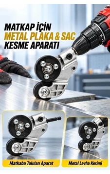 Matkap Ucuna Takılabilen Metal Sac Kesme Aparatı Şarjlı Ve Elektrikli Matkap Uyumlu Pratik Kesim Aleti Lisinya Matkap Ucuna Takılabilen Metal Sac Kesme Aparatı Şarjlı Ve Elektrikli Matkap Uyumlu Pratik Kesim Aleti Lisinya