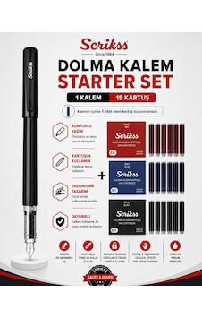 Scrikss Dolma Kalem Starter Set 1 Siyah Dolma Kalem + 19 Kartuş Scrikss Dolma Kalem Starter Set 1 Siyah Dolma Kalem + 19 Kartuş