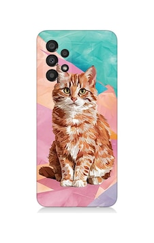 Samsung Galaxy A73 Uyumlu Renkli Kedi Desenli Silikon Kılıf