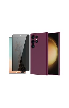 Vendas Galaxy S25 Ultra Uyumlu Kılıf Zore Mara Lansman Kapak + Hayalet Cam Ekran Koruyucu Koyu Mor