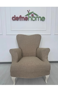 Döşemelik Kumaş Düz Keten Lastikli Kayma Yapmayan 1 Adet Berjer Pudra
