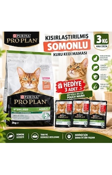 Pro Plan Kısırlaştırılmış Somonlu Kuru Kedi Mamasi 3 Kg+hediyeli Pro Plan Kısırlaştırılmış Somonlu Kuru Kedi Mamasi 3 Kg+hediyeli