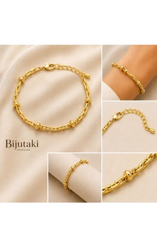 Halka Detaylı Zincir Bileklik Gold