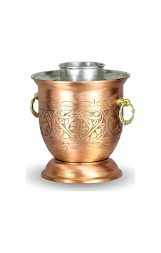 Kalın Eskitme Keski İşlemeli Bakır Ehli Keyf Rakı Şişelik Sarı Kalın Eskitme Keski İşlemeli Bakır Ehli Keyf Rakı Şişelik Sarı