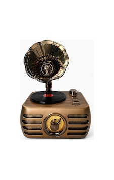 Nostaljik Şarjlı Bluetooth Fm Radyo &amp Işıklı Gramofon Hoparlör Rt-704