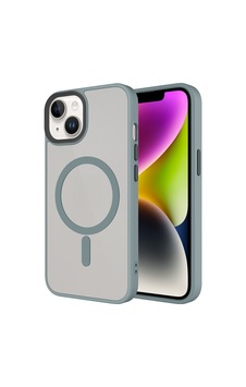 Maks Technology Apple Uyumlu iPhone 15 Kılıf Mat Arka Yüzey Wireless Şarj Özellikli Mkst Flet M-safe Kapak - Titanyum Gri
