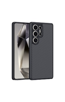 Galaxy S25 Ultra Kılıf M-safe Şarj Özellikli Karbon Fiber Tasarımlı Zore Elnino Kapak Siyah