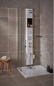 Sam Banyo Tuna Raflı Duş Paneli Krem 180 CM Krem Sam Banyo Tuna Raflı Duş Paneli Krem 180 CM Krem