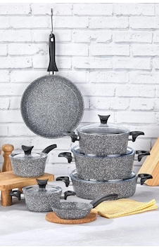 Taç Mastercook Family 12 Parça Granit Tencere Seti Gri Tac-8055 Gri