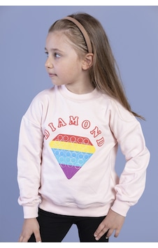 Toontoy Kız Çocuk Popıt Baskılı İçi Pamuklu Sweatshirt Pudra Toontoy Kız Çocuk Popıt Baskılı İçi Pamuklu Sweatshirt Pudra