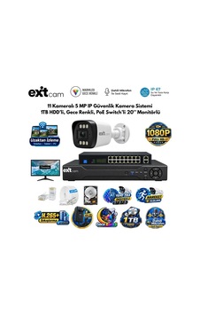 11 Kameralı 5mp Ip Güvenlik Kamera Seti 1tb, Gece Renkli, Poe Switch'li - 20 İnç Monitörlü 11 Kameralı 5mp Ip Güvenlik Kamera Seti 1tb, Gece Renkli, Poe Switch'li - 20 İnç Monitörlü