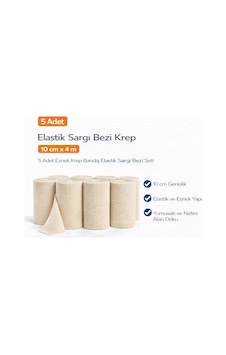 Elastik Sargı Bezi Krep 10 Cm X 4 M 5 Adet Esnek Krep Bandaj Elastik Sargı Bezi Seti Elastik Sargı Bezi Krep 10 Cm X 4 M 5 Adet Esnek Krep Bandaj Elastik Sargı Bezi Seti