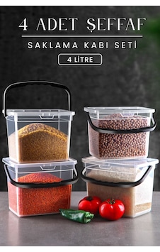 Kitchen Life Mega Boy 4'lü Kare Un Baklüyat Kabı 4 Lt Kulplu Deterjanlık Saklama Kutusu Kabı 4 Adet Kitchen Life Mega Boy 4'lü Kare Un Baklüyat Kabı 4 Lt Kulplu Deterjanlık Saklama Kutusu Kabı 4 Adet