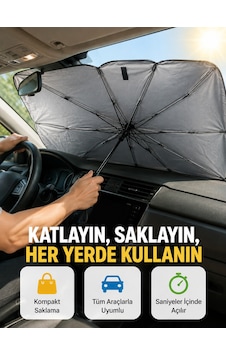 Dayanıklı Upe Alaşımlı Şemsiye Tipi Araç Güneşliği - Kolay Katlanır Yeni Nesil - Lisinya Diğer Dayanıklı Upe Alaşımlı Şemsiye Tipi Araç Güneşliği - Kolay Katlanır Yeni Nesil - Lisinya Diğer