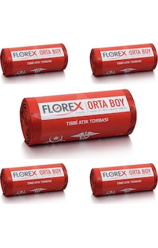 Florex Atık Çöp Poşeti Orta Baskılı Kırmızı 25 Yaprak 5 Rulo 55 x 60 CM Florex Atık Çöp Poşeti Orta Baskılı Kırmızı 25 Yaprak 5 Rulo 55 x 60 CM