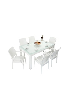 Depootoptan Mandella Elit Rattan 90 x 150 CM Elit Koltuk Camlı Masa Takımı Beyaz Depootoptan Mandella Elit Rattan 90 x 150 CM Elit Koltuk Camlı Masa Takımı Beyaz