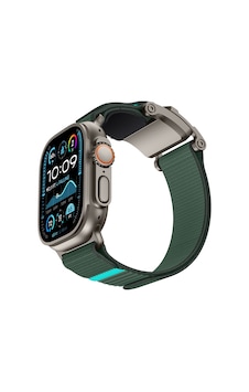 Watch 44mm Uyumlu Mohseven İwatch Mecha Sport Hasır Kordon Titanyum-yeşil