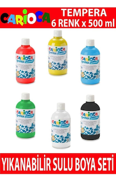Carioca Tempera Ana Renkler Yıkanabilir Sulu Boya Seti 500 Ml 6'l