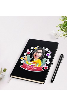 BK Gift Kişiye Özel Kadın Kimya Öğretmeni Karikatürlü Siyah Defte BK Gift Kişiye Özel Kadın Kimya Öğretmeni Karikatürlü Siyah Defte