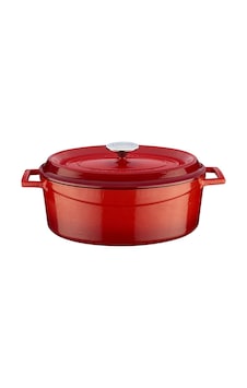 Lava Döküm Oval Tencere 23x29cm. Trendy Serisi Ölçü - Kırmızı Kırmızı Lava Döküm Oval Tencere 23x29cm. Trendy Serisi Ölçü - Kırmızı Kırmızı