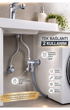 Cisa Çift Çıkışlı Ara Musluk 3/4" X 3/8" Çamaşır Makinesi Ve Taharet Musluğu Bağlantısı Krom Hat Alma Cisa Çift Çıkışlı Ara Musluk 3/4" X 3/8" Çamaşır Makinesi Ve Taharet Musluğu Bağlantısı Krom Hat Alma