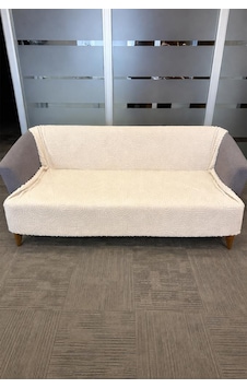 Geometrik Tavşan Tüyü Kaymaz Tabanlı Koltuk Örtüsü 170x215 Cm Açık Bej Geometrik Tavşan Tüyü Kaymaz Tabanlı Koltuk Örtüsü 170x215 Cm Açık Bej