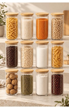 Bambum Duo 12'li Bambu Kapaklı Cam Erzak Kavanozu Seti 1300 Ml - Vakumlu Kiler Bakliyat Ve Baharat Saklama Kabı Ahşap - Şeffaf Bambum Duo 12'li Bambu Kapaklı Cam Erzak Kavanozu Seti 1300 Ml - Vakumlu Kiler Bakliyat Ve Baharat Saklama Kabı Ahşap - Şeffaf