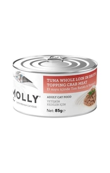 Molly Et Suyu İçinde Ton Balıklı Ve Yengeçli Tahılsız Yetişkin Kedi Konservesi 85 Gr Molly Et Suyu İçinde Ton Balıklı Ve Yengeçli Tahılsız Yetişkin Kedi Konservesi 85 Gr